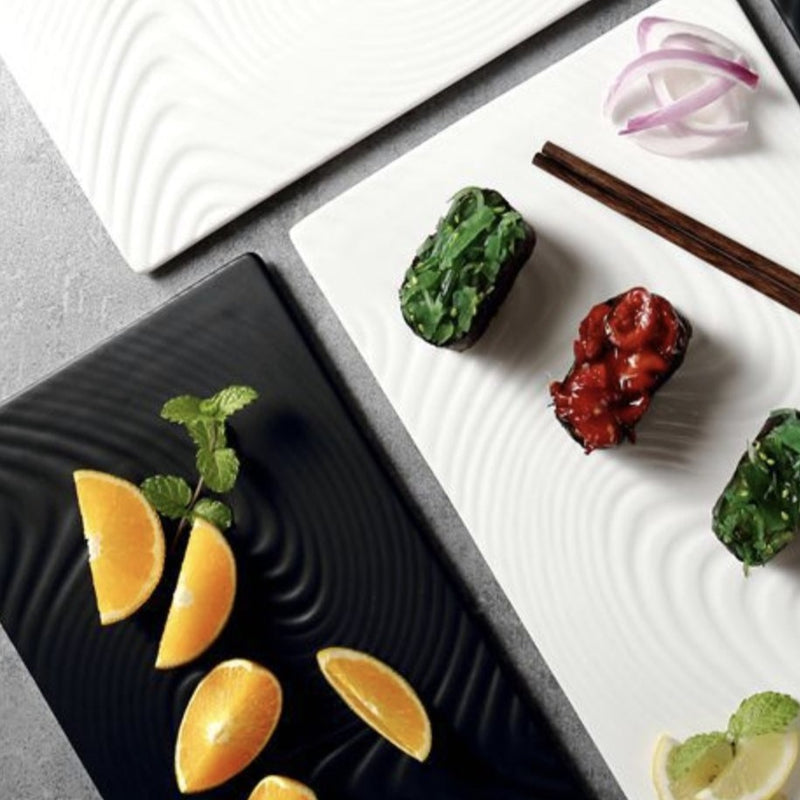 Black Serving Plate Texture Small - Ceramic platter, serving platter, fruit platter | Plates for dining table & home decor