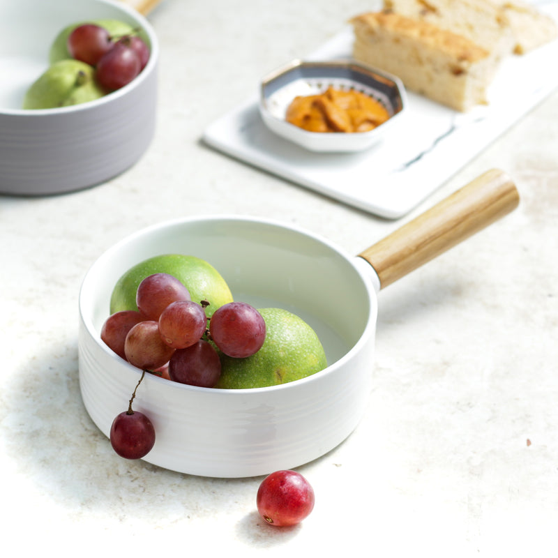 White Bowl with Handle - Serving bowls, noodle bowl, snack bowl, popcorn bowls | Bowls for dining & home decor