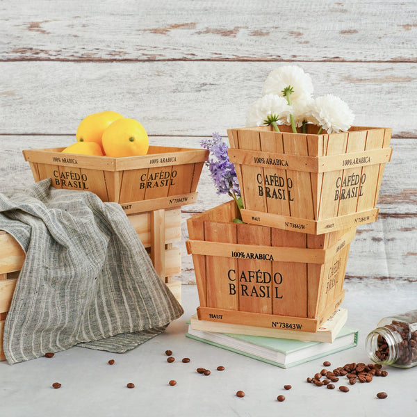 Wooden Planter Box - Set of 2 - Basket | Crate