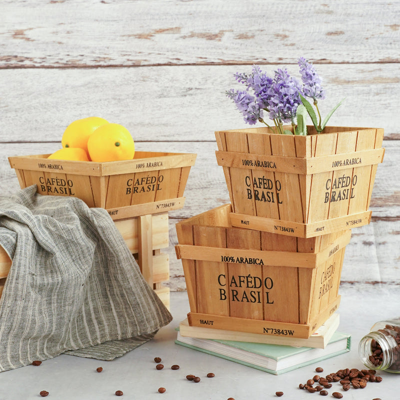 Wooden Planter Box - Set of 2 - Basket | Crate
