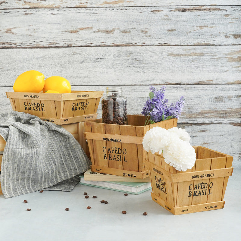 Wooden Planter Box - Set of 2 - Basket | Crate