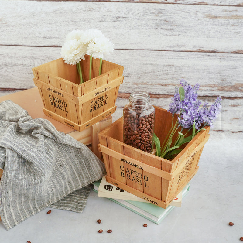 Wooden Planter Box - Set of 2 - Basket | Crate