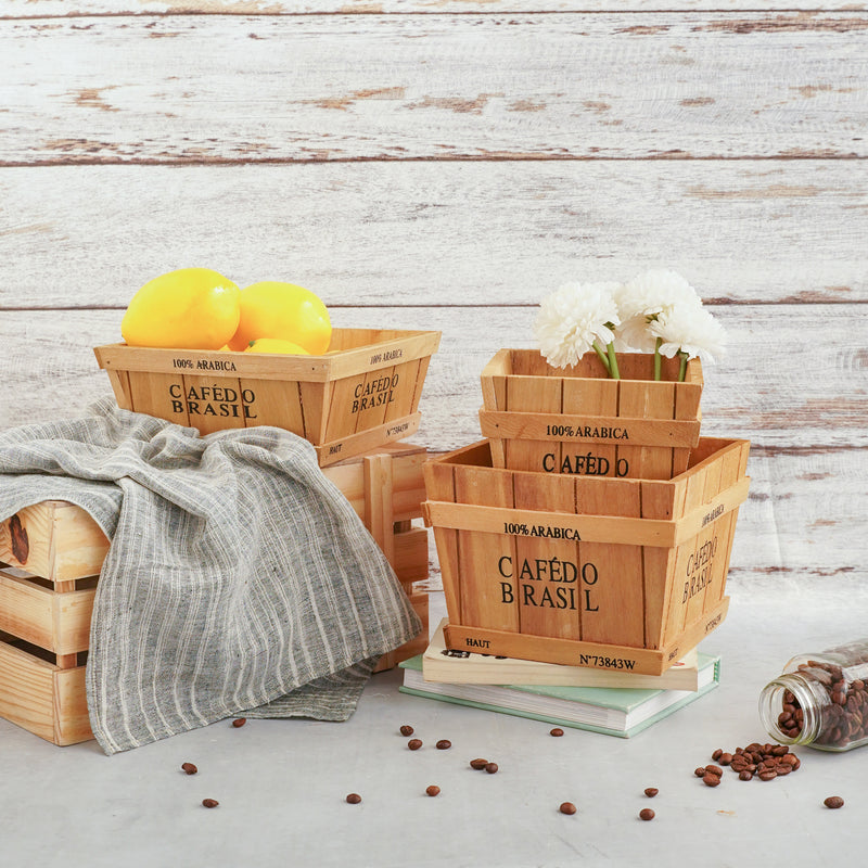 Wooden Planter Box - Set of 2 - Basket | Crate