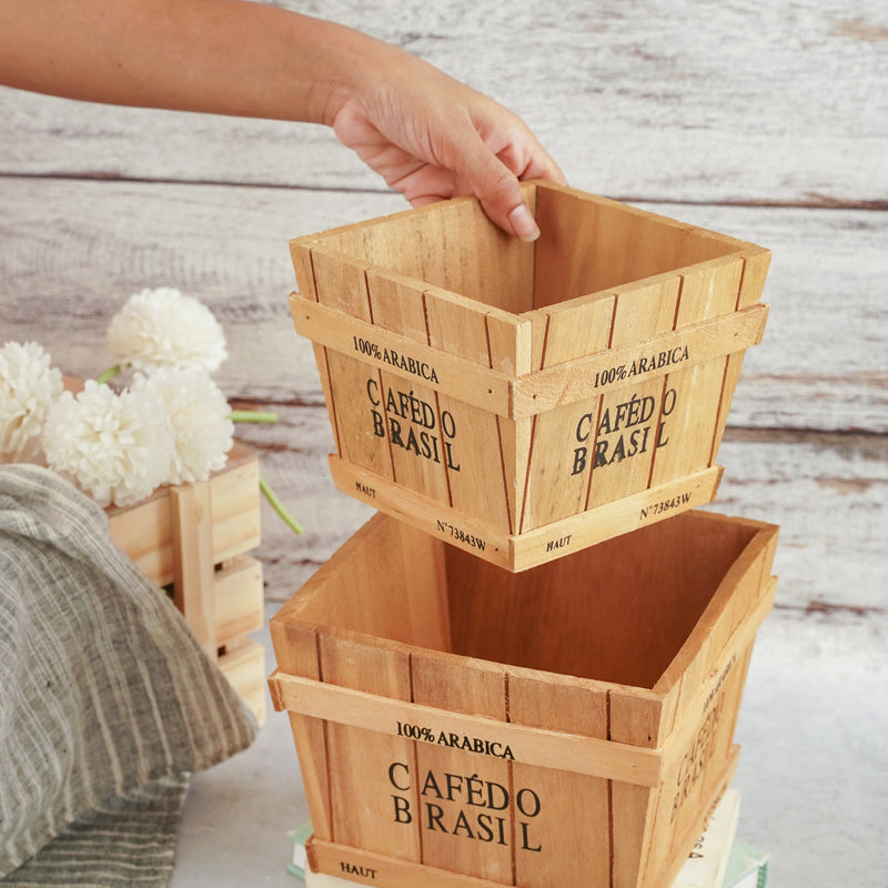 Wooden Planter Box - Set of 2 - Basket | Crate