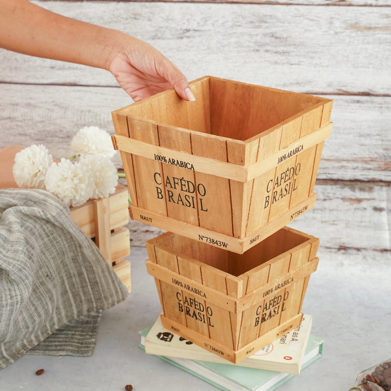 Wooden Planter Box - Set of 2 - Basket | Crate