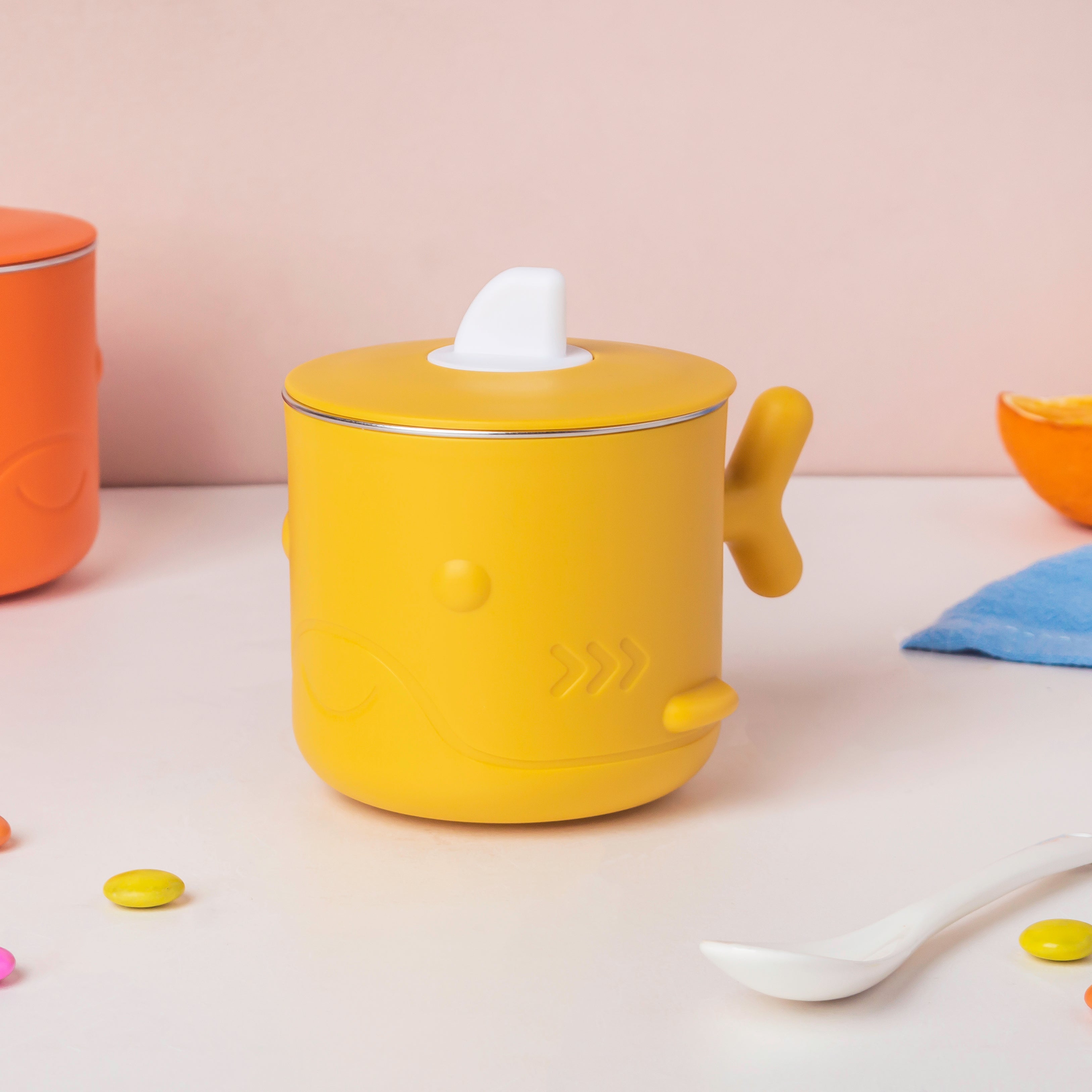 Ceramic Mug with Wooden Lid Yellow