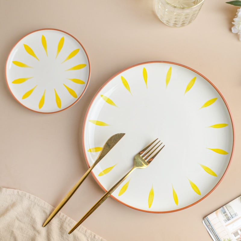 Teardrop Yellow 21 Piece Dinner Set For 6