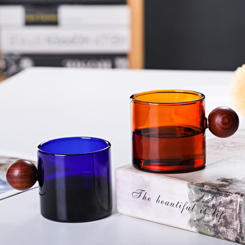 Glass Mug Blue With Knob Handle Small- Tea cup, coffee cup, cup for tea | Cups and Mugs for Office Table & Home Decoration